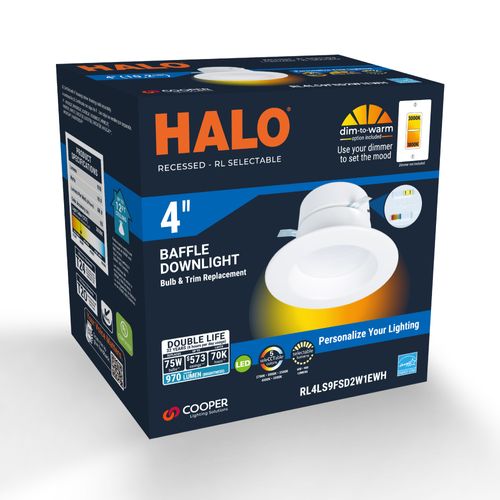 Main product image of HALO 4" RL Round LED Retrofit, Selectable 5CCT & Dim-To-Warm, 2700/3000/3500/4000/5000K, 11W (Matte White)