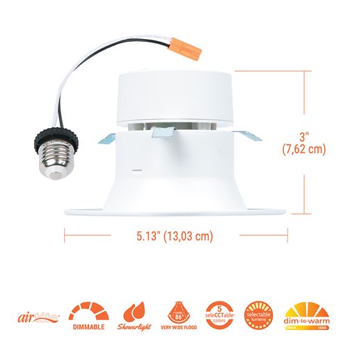 Main product image of HALO 4" RL Round LED Retrofit, Selectable 5CCT & Dim-To-Warm, 2700/3000/3500/4000/5000K, 11W (Matte White)