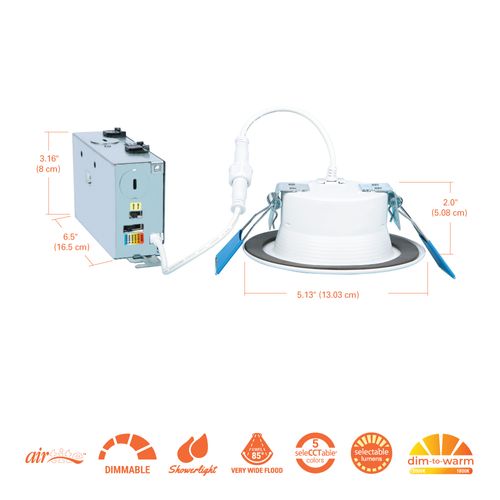 Main product image of HALO 4" RL Round Canless LED Downlight, Selectable 5CCT & Dim-To-Warm, 2700/3000/3500/4000/5000K, 11.5W (Matte White)