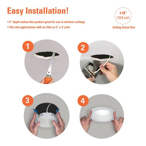 Main product image of HALO 4" RL Round Canless LED Downlight, Selectable 5CCT & Dim-To-Warm, 2700/3000/3500/4000/5000K, 11.5W (Matte White)