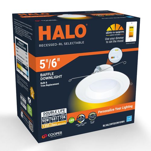 Main product image of HALO 5/6" RL Round LED Retrofit, Selectable 5CCT & Dim-To-Warm, 2700/3000/3500/4000/5000K, 14.5W (Matte White)