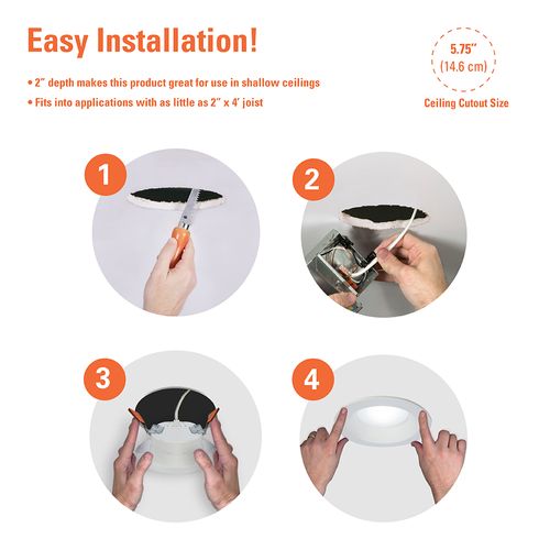 Main product image of HALO 6" RL Round Canless LED Downlight, Selectable 5CCT & Dim-To-Warm, 2700/3000/3500/4000/5000K, 13.8W (Matte White)