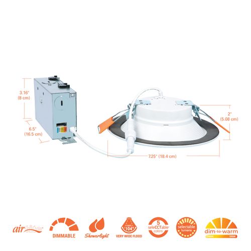 Main product image of HALO 6" RL Round Canless LED Downlight, Selectable 5CCT & Dim-To-Warm, 2700/3000/3500/4000/5000K, 13.8W (Matte White)