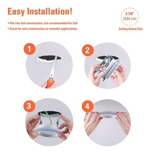 Main product image of HALO 4" RL Round Canless Downlight with Night Light & Dim-to-Warm, Selectable 5CCT, 2700/3000/3500/4000/5000K, 9.5W (Matte White)