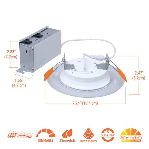 Main product image of HALO 6" RL Round Canless Downlight with Night Light & Dim-to-Warm, Selectable 5CCT, 2700/3000/3500/4000/5000K, 12W