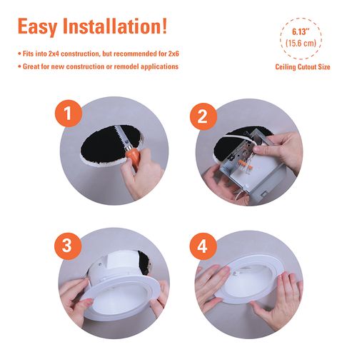 Main product image of HALO 6" RLS Round Sloped Ceiling Canless LED Downlight, Selectable 5CCT, 2700/3000/3500/4000/5000K, 19W (Matte White)
