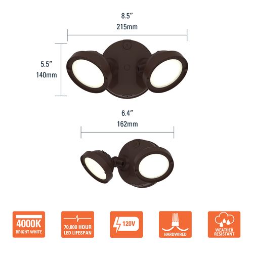 Main product image of HALO Twin-Head Round Floodlight, 21.6W (Bronze)