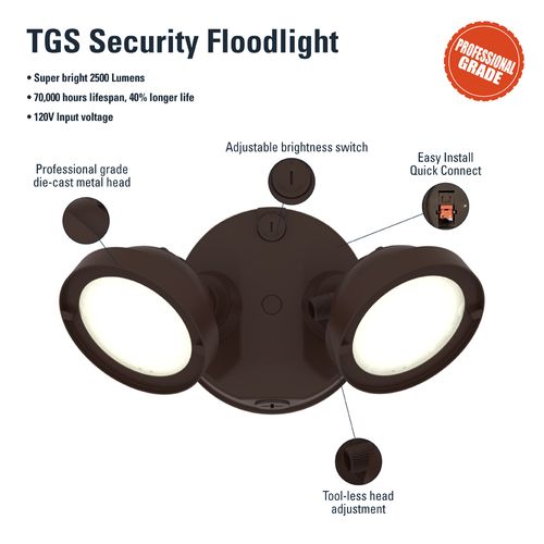 Main product image of HALO Twin-Head Round Floodlight, 21.6W (Bronze)