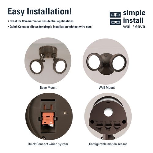 Main product image of HALO Twin-Head Round Floodlight with Motion Sensor, 21.6W (Bronze)
