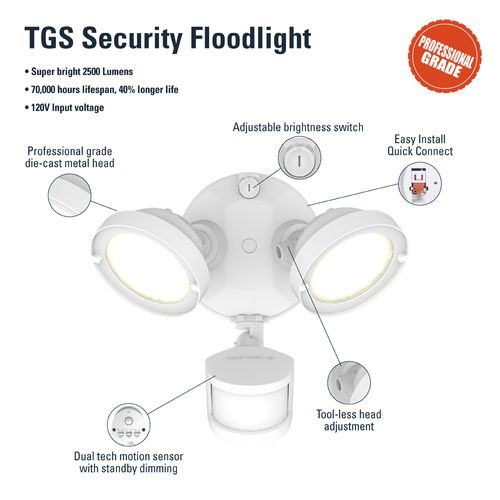 Main product image of HALO Twin-Head Round Floodlight with Motion Sensor, 21.6W (White)