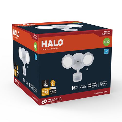Main product image of HALO Twin-Head Round Floodlight with Motion Sensor, 21.6W (White)