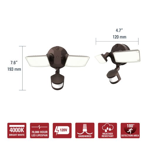 Main product image of HALO Twin-Head Square Floodlight with Motion Sensor, 20.9W (Bronze)