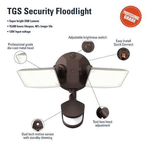 Main product image of HALO Twin-Head Square Floodlight with Motion Sensor, 20.9W (Bronze)