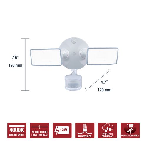 Main product image of HALO Twin-Head Square Floodlight with Motion Sensor, 20.9W (White)