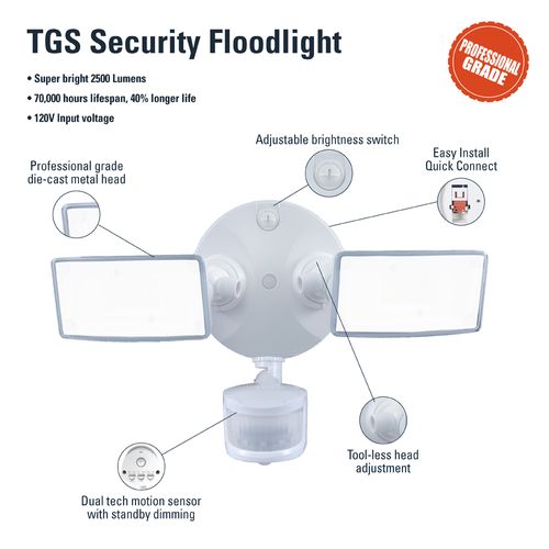 Main product image of HALO Twin-Head Square Floodlight with Motion Sensor, 20.9W (White)