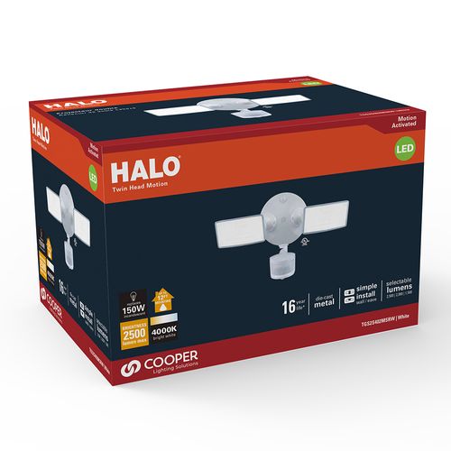 Main product image of HALO Twin-Head Square Floodlight with Motion Sensor, 20.9W (White)