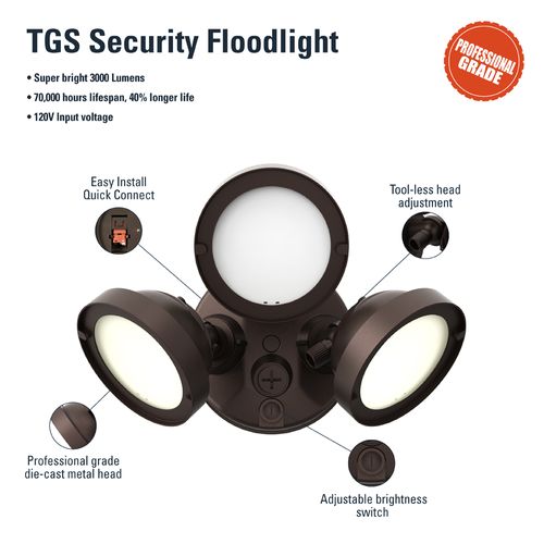 Main product image of HALO Triple-Head Round Floodlight, 26.7W (Bronze)