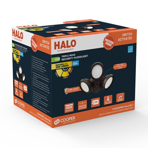 Main product image of HALO Triple-Head Round Floodlight, 26.7W (Bronze)
