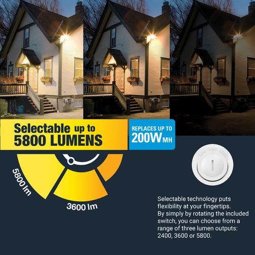 Main product image of HALO Twin-Head Round Floodlight with Dusk-to-Dawn, 50W (White)