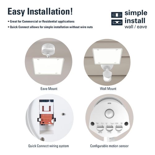 Main product image of HALO Twin-Head Round Floodlight with Dusk-to-Dawn, 50W (White)
