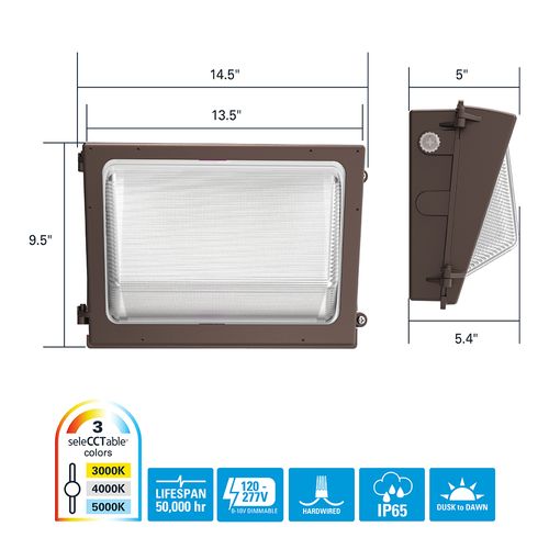 Main product image of HALO Outdoor Wall Pack Medium, Dusk-to-Dawn,11700 Lumens, Selectable CCT 3000/4000/5000K, 90W
