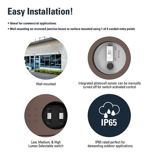 Main product image of HALO Outdoor Wall Pack Medium, Dusk-to-Dawn,11700 Lumens, Selectable CCT 3000/4000/5000K, 90W