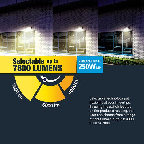 Main product image of HALO Outdoor Wall Pack Medium, Dusk-to-Dawn, 7800 Lumens, Selectable CCT 3000/4000/5000K, 60W