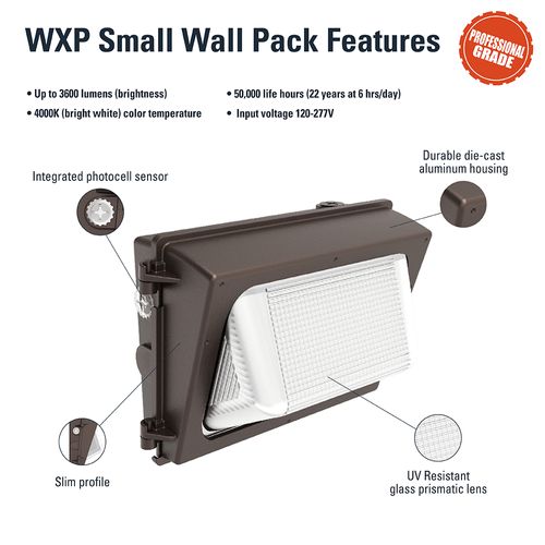 Main product image of HALO Outdoor Wall Pack Small, Dusk-to-Dawn, 4000 Lumens, 4000K, 30W