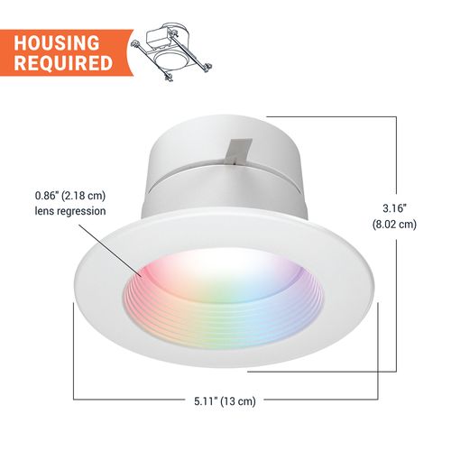 Main product image of HALO 4" RL Round Smart Wi-Fi RGBW Recessed LED Trim w/ WiZ Pro Smart Control (Matte White)