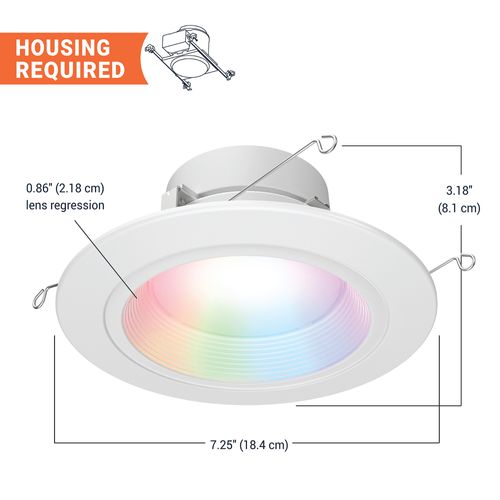Main product image of HALO 5/6" RL Round Smart Wi-Fi RGBW Recessed LED Trim w/ WiZ Pro Smart Control (Matte White)