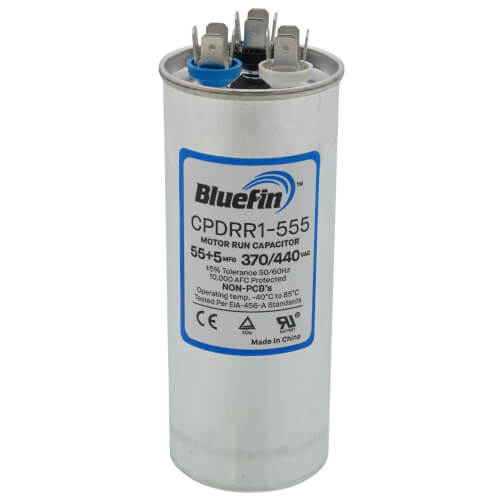 55/5 MFD Round Dual Motor Run Capacitor (440/370V)