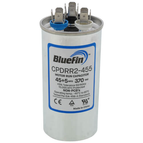 Main product image of 45/5 MFD Round Dual Motor Run Capacitor (370V)