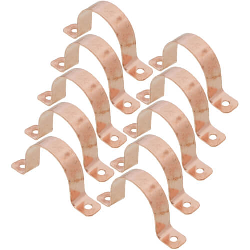 Main product image of 1-1/4" 2 Hole Carbon Steel Strap, Copper Plated (Bag of 10)