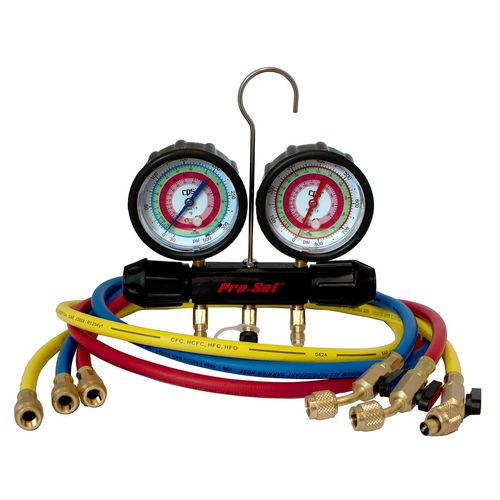Main product image of Pro-Set 2-Port Analog Manifold w/ 5' Premium Hoses (A2L, R-454B, R-32, R-410A)