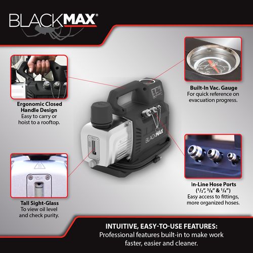 Main product image of BlackMax Sparkless Vacuum Pump w/ Auto Shut-off, Gas Ballast Valve, and Gauge (8 CFM)