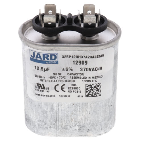 Main product image of Oval Run Capacitor - 12.5 MFD, 370V, CPT00255