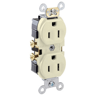 Main product image of Commercial Grade Duplex Receptacle, 15A, NEMA 5-15R- Light Almond (125V)
