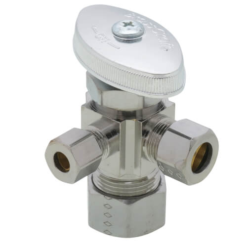 1/2" Nom Compression (5/8" OD) x 3/8" OD Compression x 1/4" OD Compression Angle Supply Stop (Chrome)