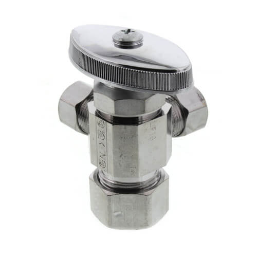 Main product image of 1/2" Nom Compression (5/8" OD) x 3/8" OD Compression x 3/8" OD Compression Angle Supply Stop Lead Free (Chrome)