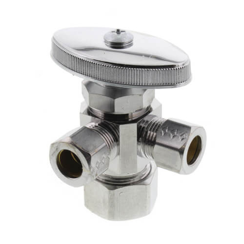 Main product image of 1/2" Nom Compression (5/8" OD) x 3/8" OD Compression x 3/8" OD Compression Angle Supply Stop Lead Free (Chrome)
