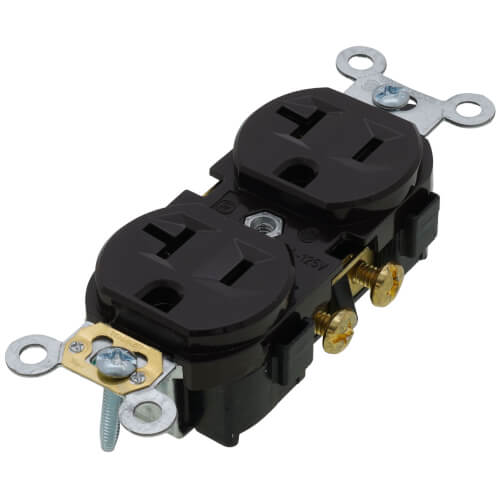 Main product image of Heavy-Duty Commercial Grade Duplex Receptacle w/ Indented Face, 2P, 20A, NEMA 5-20R - Brown (125V)