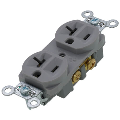 Main product image of Commercial Spec Grade Side Wired Duplex Receptacle, 20A, 2P - Gray (125V)