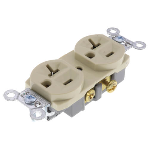 Main product image of Commercial Spec Grade Side Wired Duplex Receptacle, 20A, 2P - Ivory (125V)