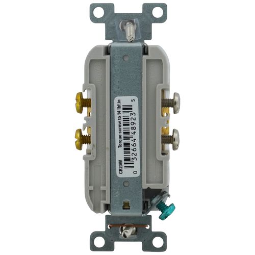 Main product image of Commercial Grade Duplex Receptacle, 20A, 2P, 3W, Side Wire, NEMA 5-20R - White (125V)