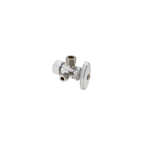 Main product image of 1/2" Nom Comp (5/8" OD) x 7/16" x 3/8" OD Comp Dual Outlet Supply Stop Valve, Lead Free (Chrome Plated)