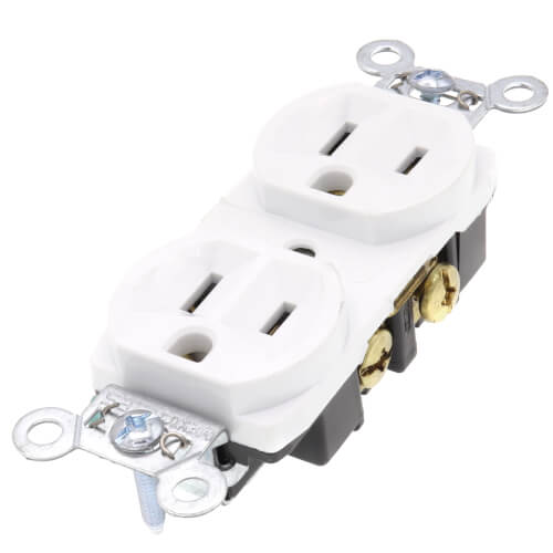 Main product image of Construction Spec Grade, Back & Side Wired Duplex Receptacle, 15A, 2P - White (125V)