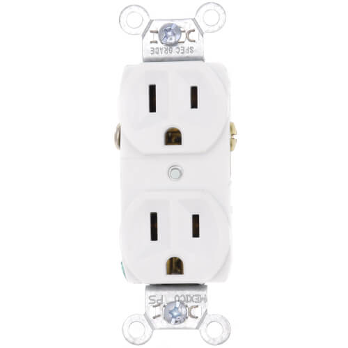 Main product image of Construction Spec Grade, Back & Side Wired Duplex Receptacle, 15A, 2P - White (125V)