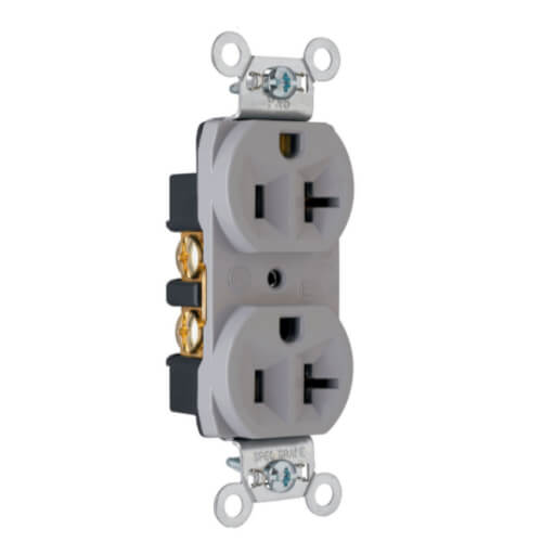 Main product image of Construction Spec Grade, Back & Side Wired Duplex Receptacle, 20A, 2P - Gray (125V)