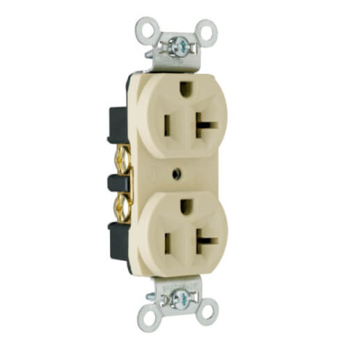 Main product image of Construction Spec Grade, Back & Side Wired Duplex Receptacle, 20A, 2P - Light Almond (125V)