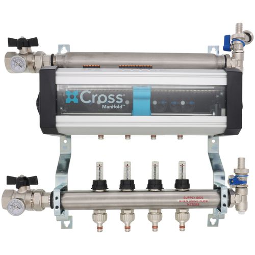 4 Loop Stainless Steel Manifold Package w/ Control (1/2" PEX)
